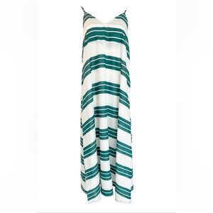 Pink Chicken New York Green and White Striped Maxi Dress Size XL